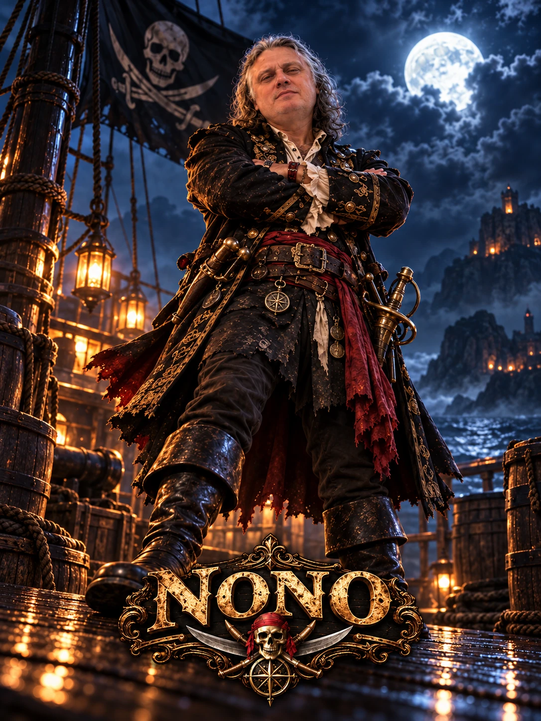 Nono, portrait cinématographique en pirate avec son prénom doré